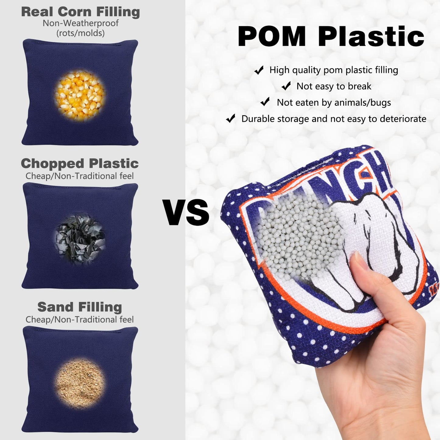 LZFAN Cornhore Bags, Bean Bags for Cornhole Set of 4 Regulation Slick and Stick Cornhole Bags, Professional Game Changer Corn Hole Bags