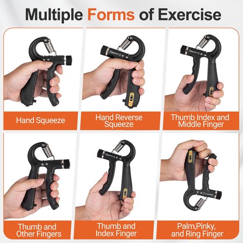 TADAKAZU Grip Strength Trainer Kit (5 Pack) Adjustable Resistance Hand Gripper,Finger Exerciser,Hand Extension Exerciser,Stress Relief Ball and Forearm Workout Ring for Muscle Building Injury Recover