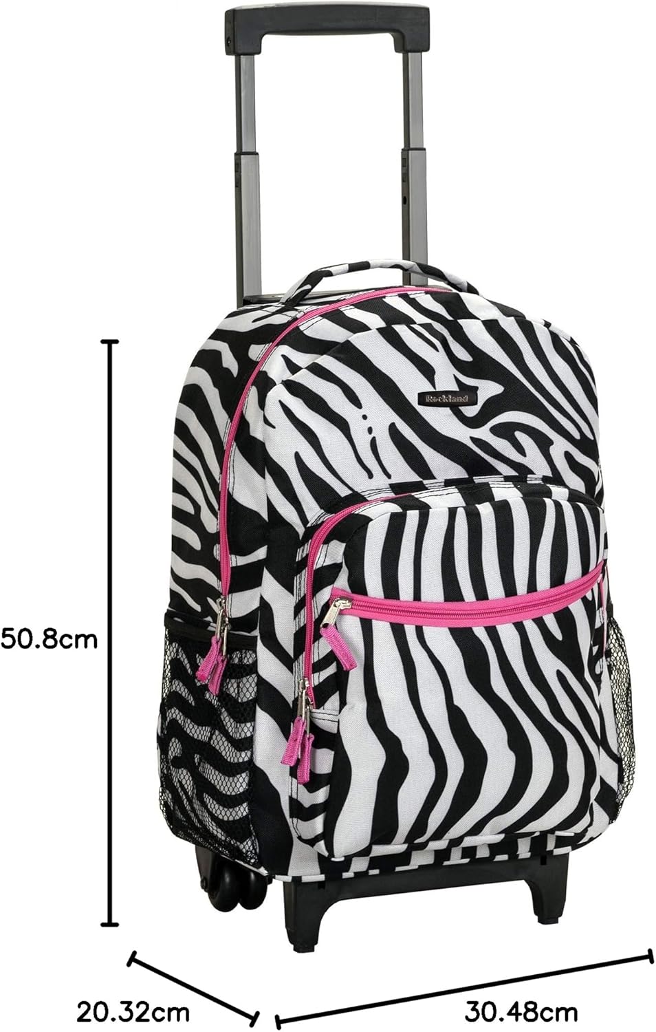 Rockland Double Handle Rolling Backpack, BLUELEOPARD, 17-Inch