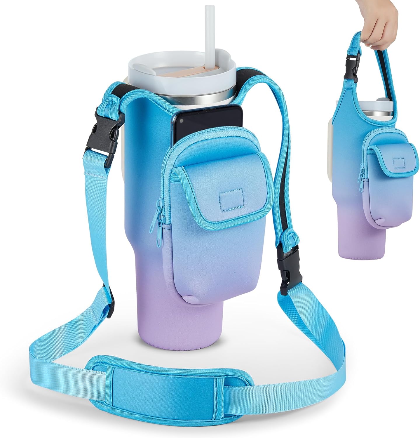 Insulated Neoprene Carrier Bag for Stanley 40/30oz Tumbler | Phone & Flap Pockets