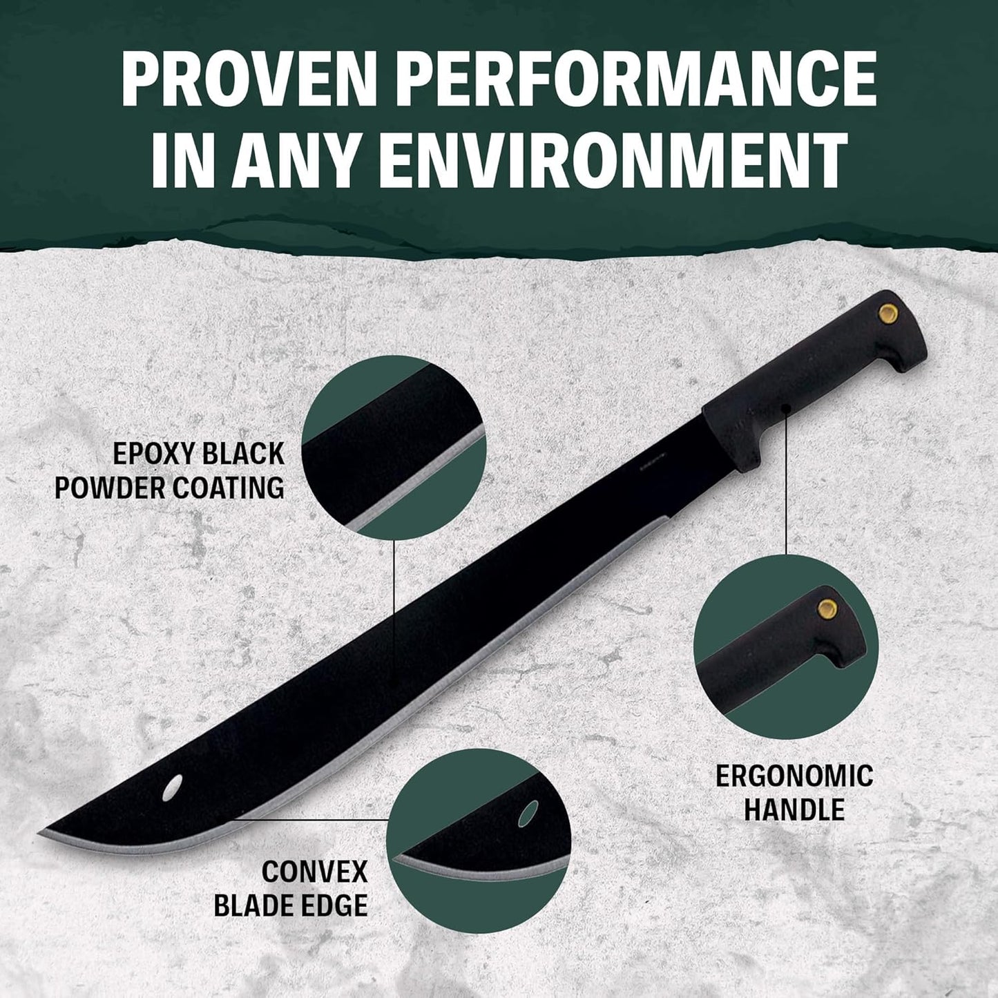 Condor Tool & Knife El Salvador Machete with Polypropylene Handle and Leather Sheath - 18 inch Full Tang 1075 High Carbon Steel Fixed Blade - Heavy Duty for Outdoor, Survival, and Camping - 32.5 oz