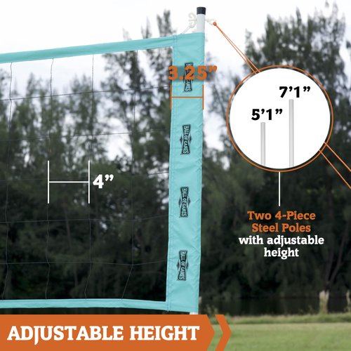 Hall of Games 20-ft Outdoor Volleyball Net and Carrying Bag Set with Adjustable Steel Poles and Official Size Volleyball Perfect for Backyards