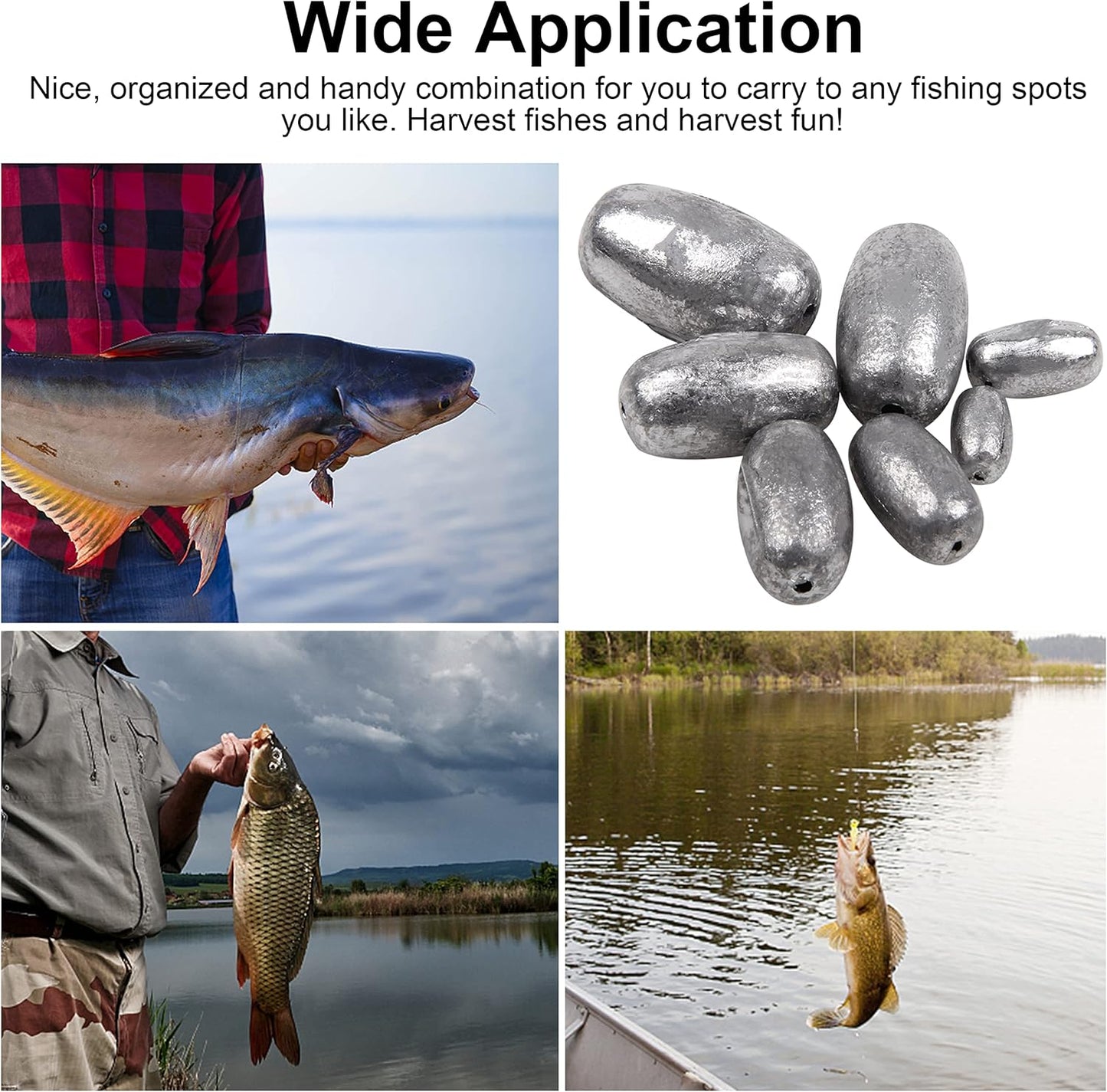 Fishing Egg Sinker Weights Kit, 42pcs Saltwater Fishing Weights Assortment Oval Drop Bass Casting Worm Weights Tackle for Saltwater Freshwater Fishing