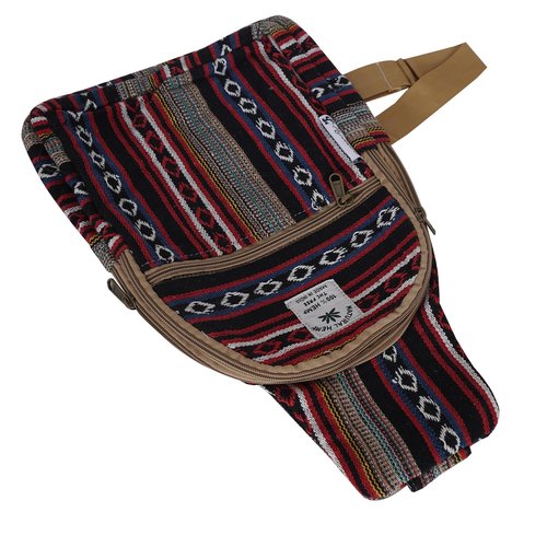 Marubhumi Hemp Small Backpack Cross Body Shoulder Himalayan Bag Adjustable Strap Men and Women Sling Bag Lightweight Daypack