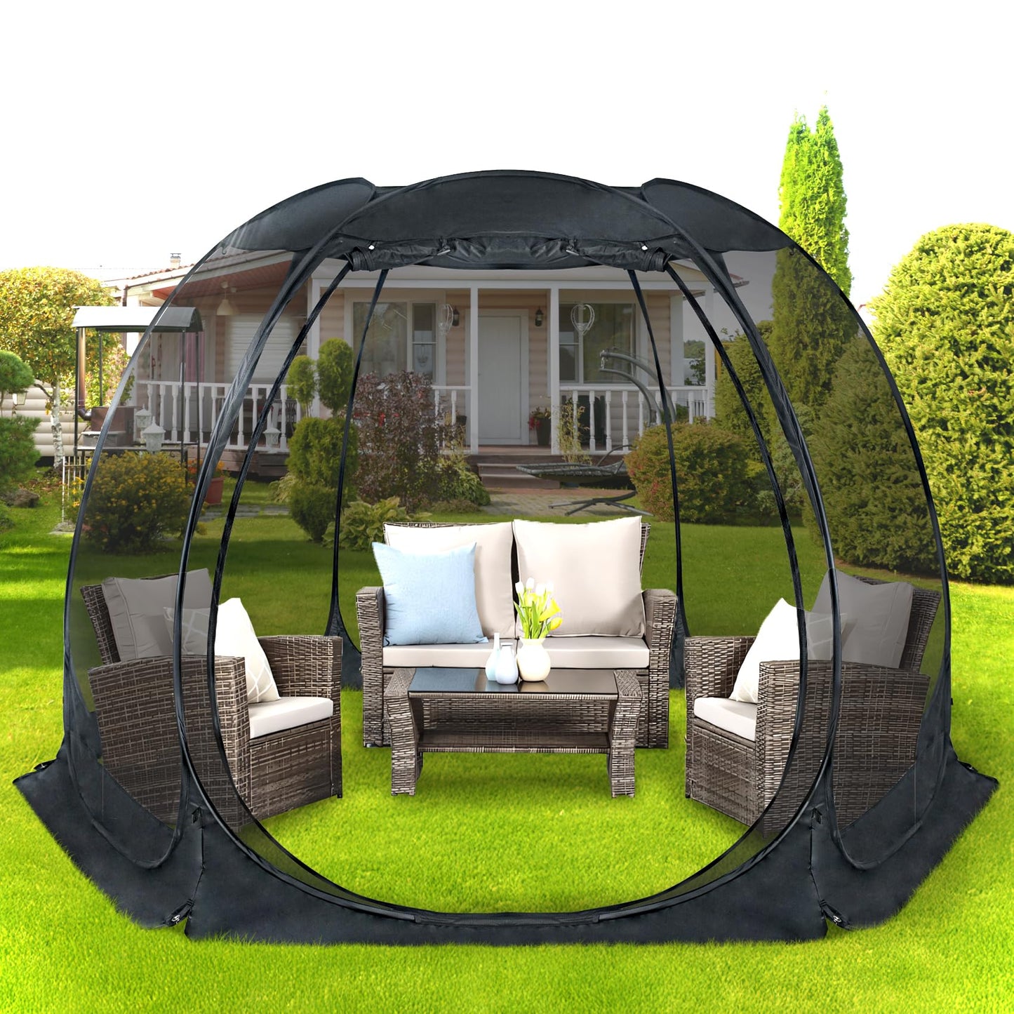 Alvantor Pop Up Screen Tent House Room Instant Outdoor Camping Canopy Sun Shelter Gazebo for Patio, Backyard & Deck, Privacy Tent(2-10 People, 8'x8' 10'x10' 12'x12')