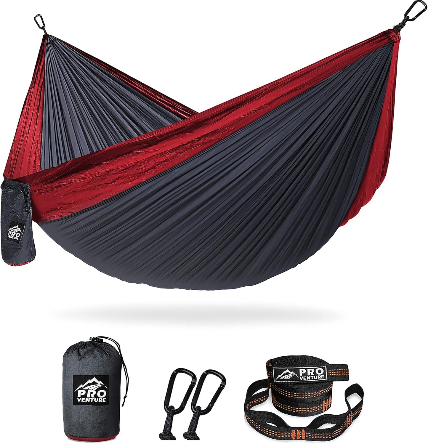 Portable Double Camping Hammock 500 lb Capacity – Lightweight with Tree-Friendly Straps & Carabiners for Hiking, Travel, Beach & Backyard