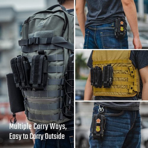TACTICAL GEEK EXT8 EDC Belt Organizer, Molle Multitool Sheath, Nylon Flashlight Holster, EDC Pocket Organizer for, Small Tool Organizer Pouch Accessories for Daily Carry Black