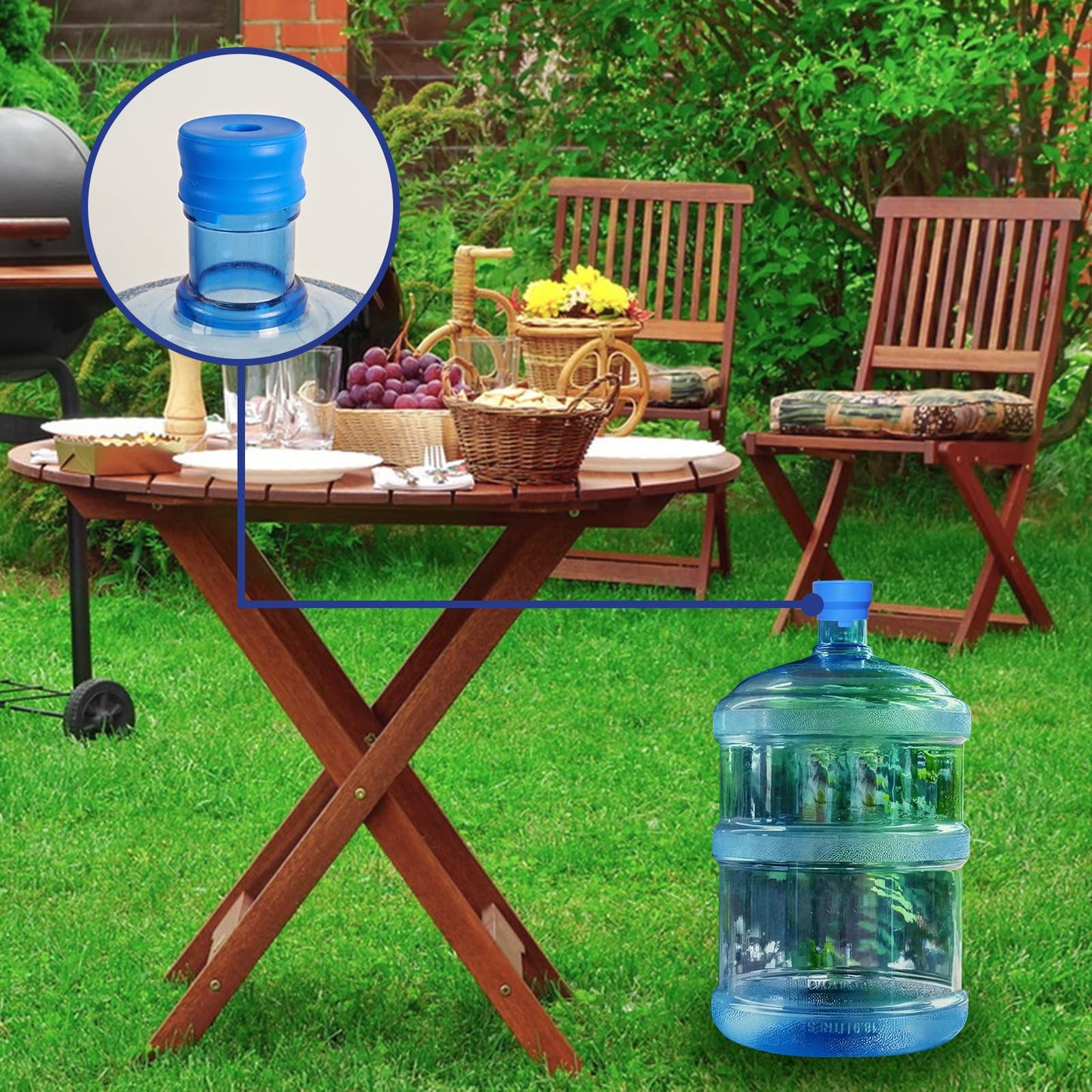 5 Gallon Water Jug Caps - 4 Pack Silicone Water Jug Cap Reusable and Anti Leak