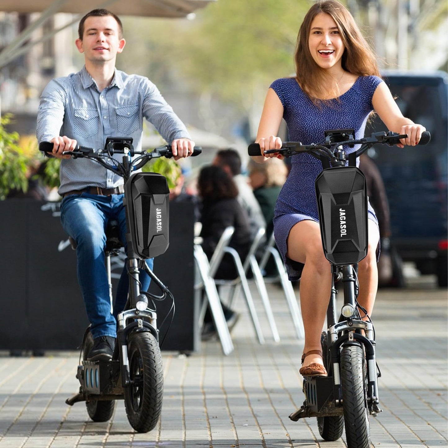 JAGASOL Electric Scooter Bag, Waterproof Scooter Storage Bag, Universal E Scooter Accessories, Scooter Handlebar Bag with Reflective Strip, Hard shell, Large Capacity, Portable