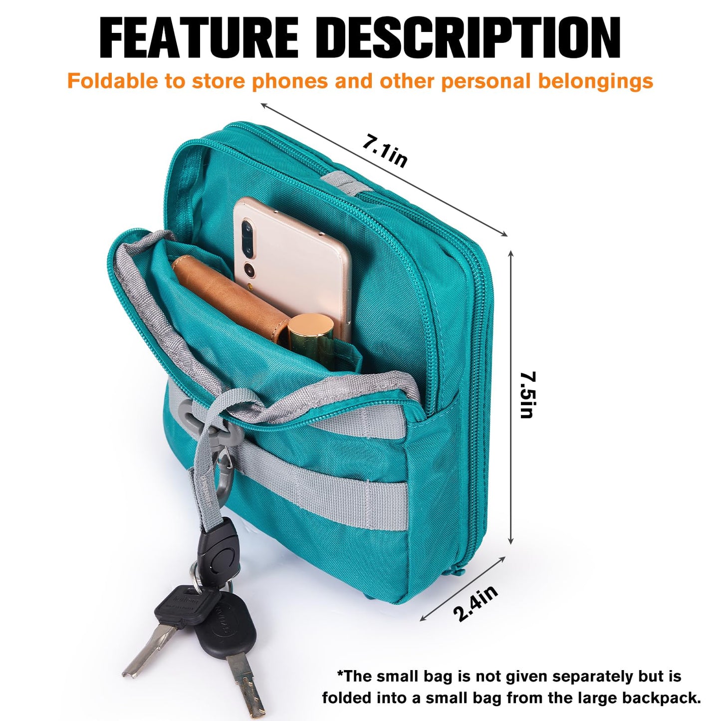 G4Free 30L Packable Lightweight Backpack for Hiking Travel, Foldable Daypack Water Resistant for Men Women(Peacock Blue)