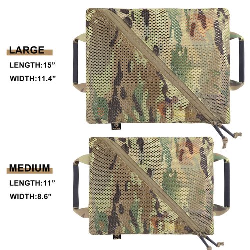 PETAC GEAR 2PCS Tactical Storage Mesh Pouch Set,Insert Modular Utility Admin Pockets,Travel Organizer EDC Bag (MC)