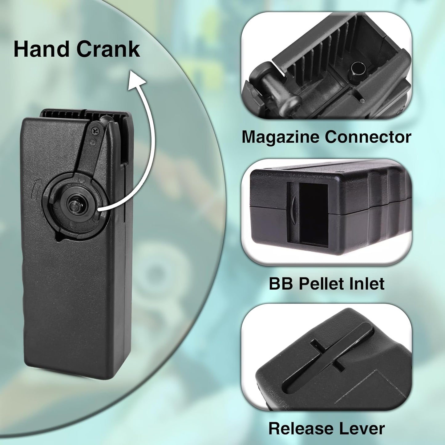 ARSUK 6mm Airsoft Speed Loader with Adapter – Fast Reloading Tool for 90/155/1600 Rounds