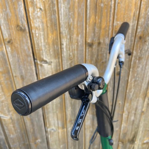 Leather Handlebar Grips for Brompton bicycle - Full grain leather, Grip for Brompton folding bike (Black)