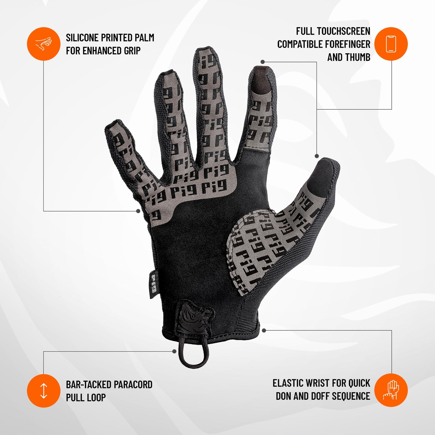 PIG FDT Delta Utility Gloves, Touchscreen Compatible, High Dexterity for Shooting Sports, 1 Pair, Black, X-Large