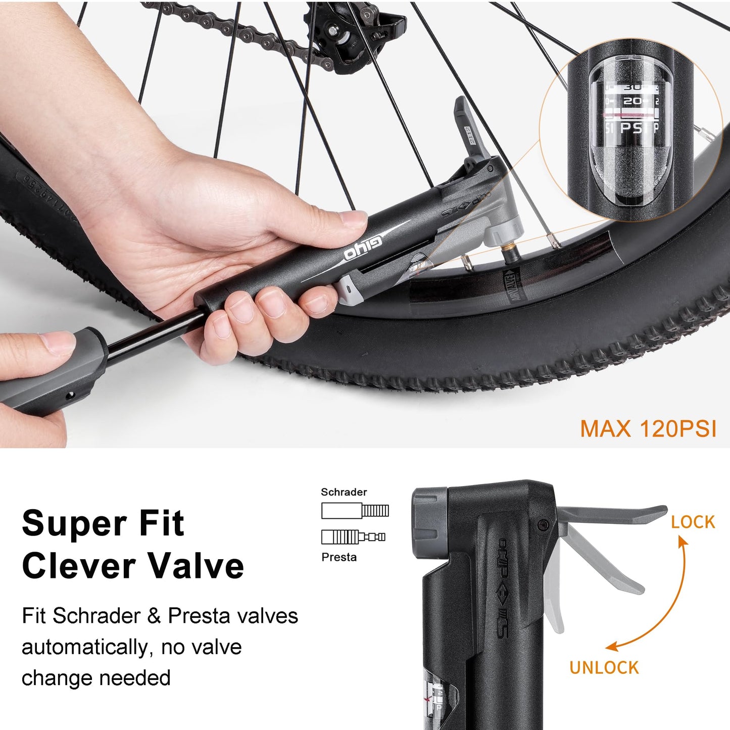 GEWAGE Bicycle Phone Mount Bag & Bicycle Tire Pump, Bike Multitool with Tyre Lever - Bike Tool Kits for Repair and Maintenance at Home or On The Road