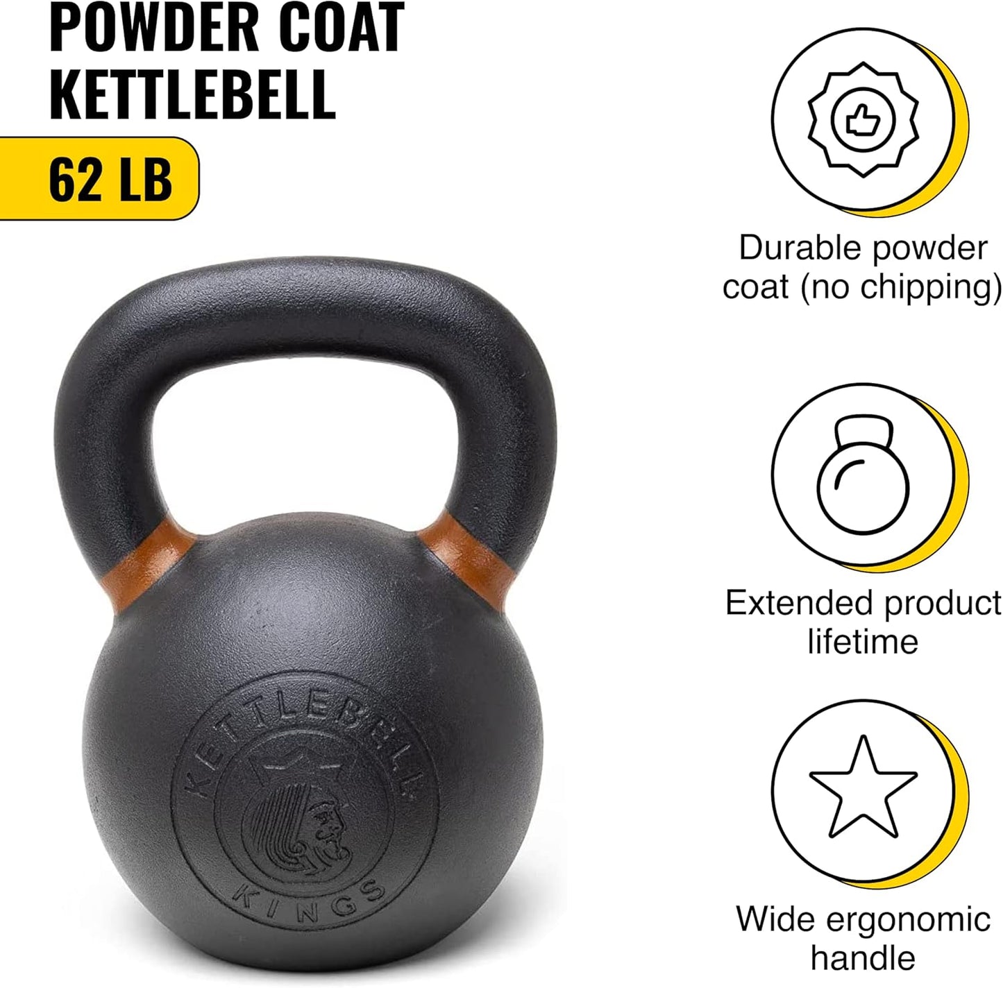 Powder Coated Kettlebells Set (9-97 lb) - Strength Training Weights for Home Gym