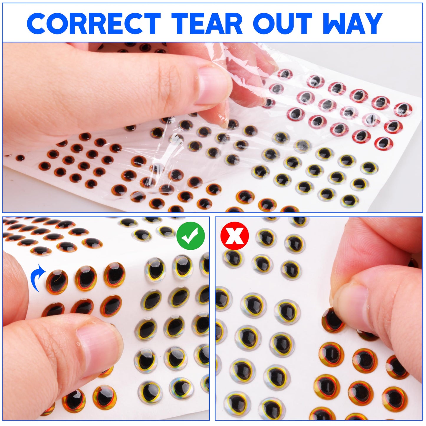 Fishing Lure Stickers Fishing Eyes Kit, 352pcs 3D 4D 5D Artificial Fishing Lure Eyes Adhesive Holographic Fish Scale Lure Tapes for Fly Tying Lures Crafts DIY Materials Tool