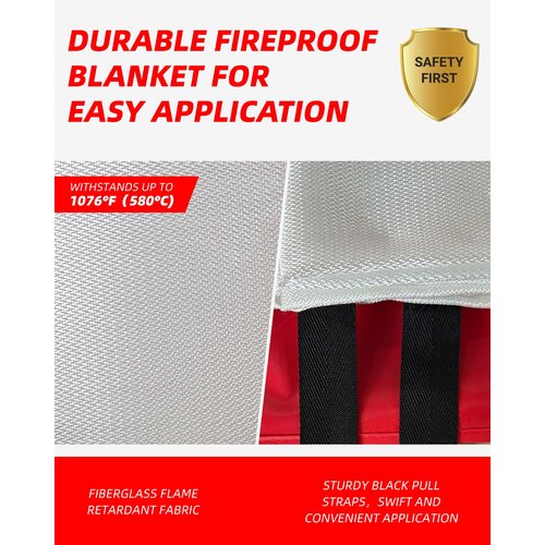 LaSyL Kitchen Kit - 4 Pack Fire Blanket & 12 Oz Cooking Oil Solidifier Powder - High-Temperature Resistant, Stay Away from Mess, Ideal for Home & Kitchen Use