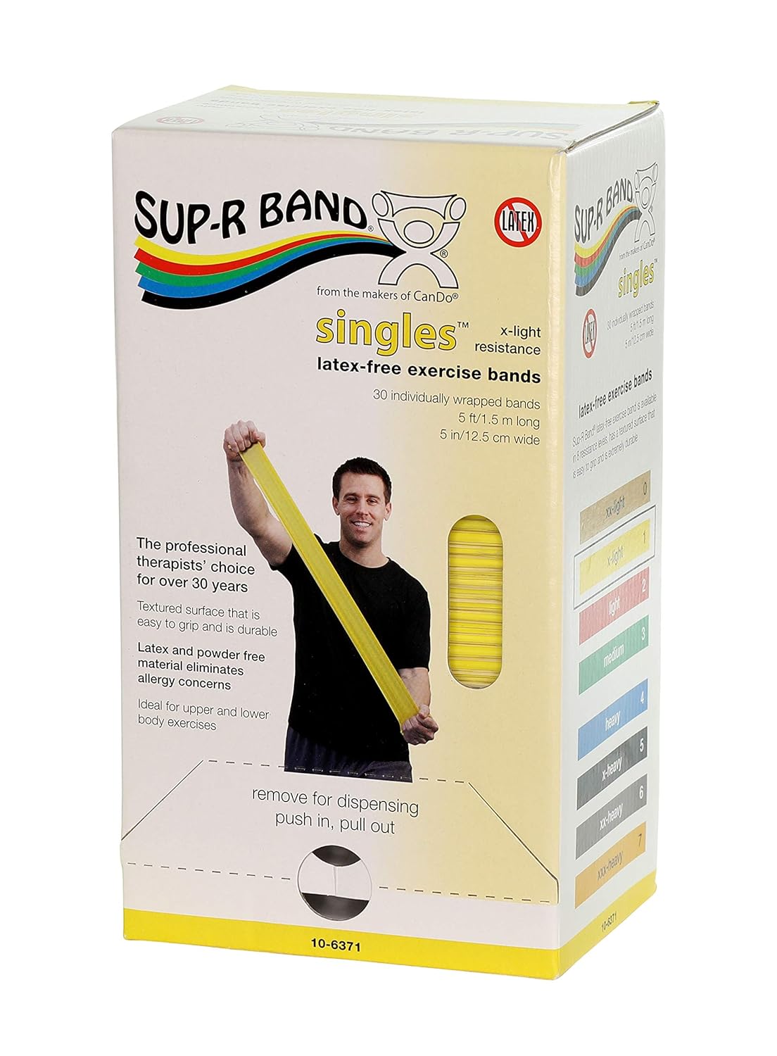 CanDo 10-6323 Sup-R Latex Free Exercise Band, 50yds Length, Green-Medium
