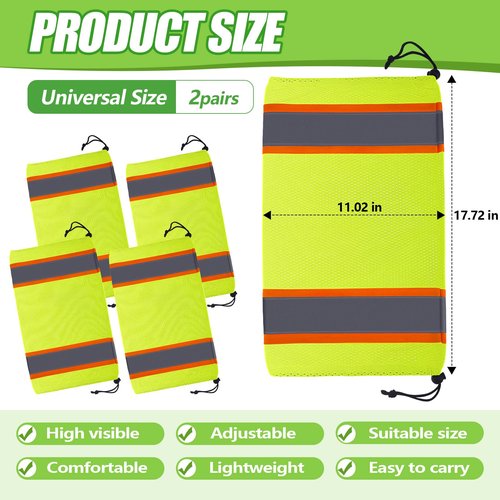 Hercicy Reflective Two Tone Mesh Leg Gaiters High Visibility Polyester Leg Gaiters(Green, 12 Pcs)