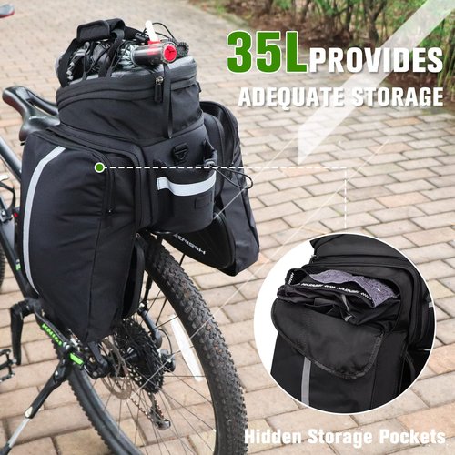 HASAGEI Bike Bag,Bicycle Bag,Bike Rack Bag,35L Capacity,Waterproof,Bike Trunk Storage Travel Bag Panniers for Rear Rack