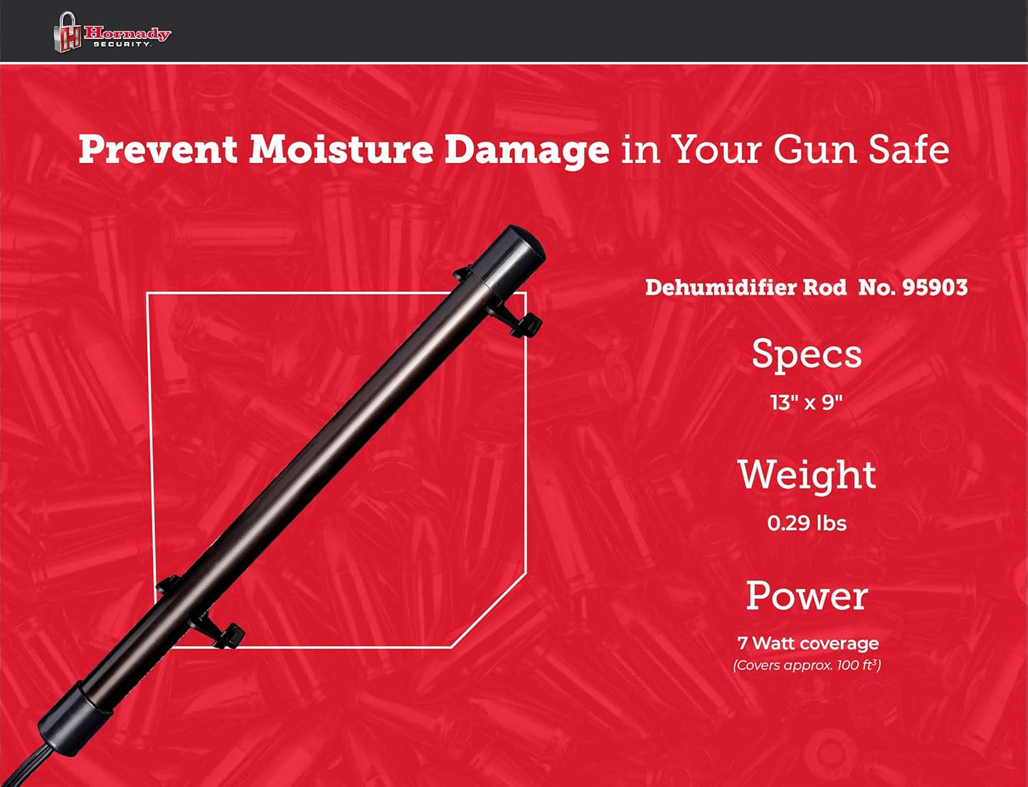 Hornady 95903 Electronic Gun Safe Dehumidifier Rod (12"),Black