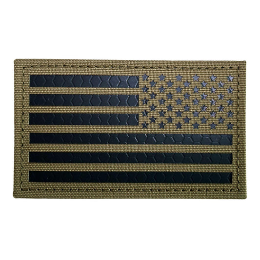 2x3.5 Infrared IR US USA American Flag Patch Tactical Vest Patch Hook-Fastener Backing (Coyote Brown Tan-Reversed)