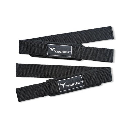 YAGHZU Lifting Straps for Weightlifting, Bodybuilding, Powerlifting, Strength Training, & Deadlifts - Padded Neoprene 21 inch Cotton Lifting Wrist Straps, Gym Wrist Straps for Weight Lifting (Black)