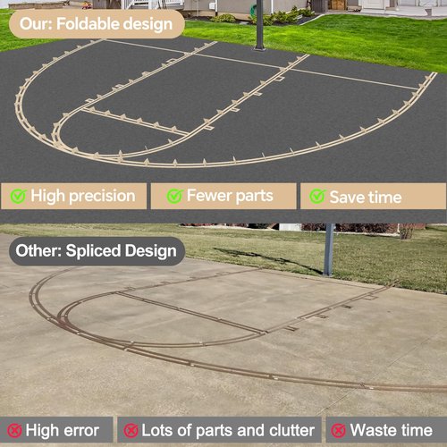 Reusable Basketball Court Marking Kit Foldable Design Basketball Court Stencil Kit for Concrete, Asphalt, Tiles, Driveway or Backyard - No Paint Included