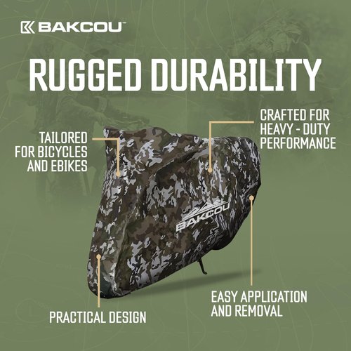 Bakcou - Heavy Duty Waterproof eBike Rain Cover - Protects Against Sun, Dust, Wind, Rain, and Snow - Nylon Cover with Cinch Cords for a Snug Fit