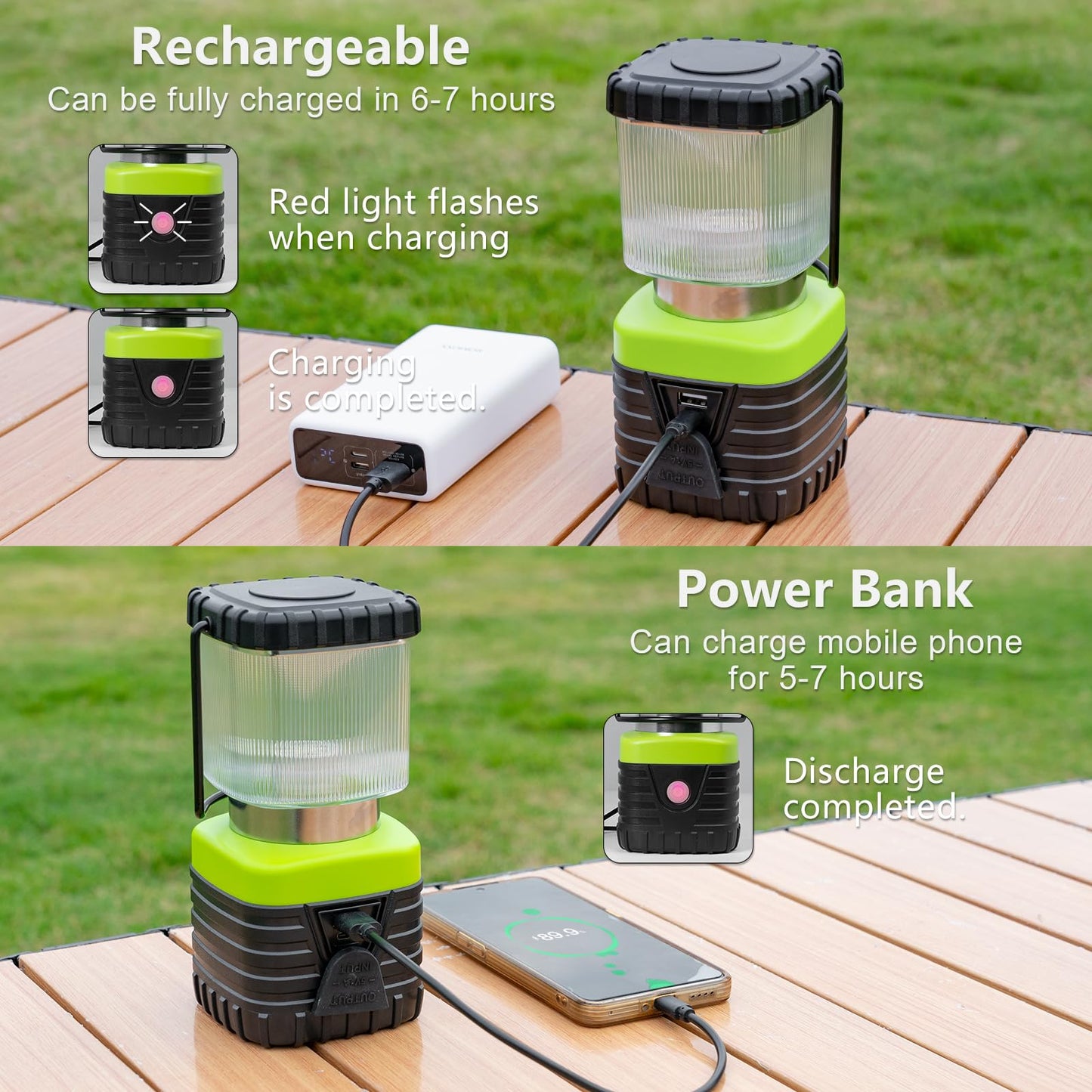 Jarxin 3Packs LED Camping Lantern Rechargeable 1000LM, 4500mAh Power Bank, IP44 Waterproof Lantern Flashlight for Hurricane Emergency, Hiking