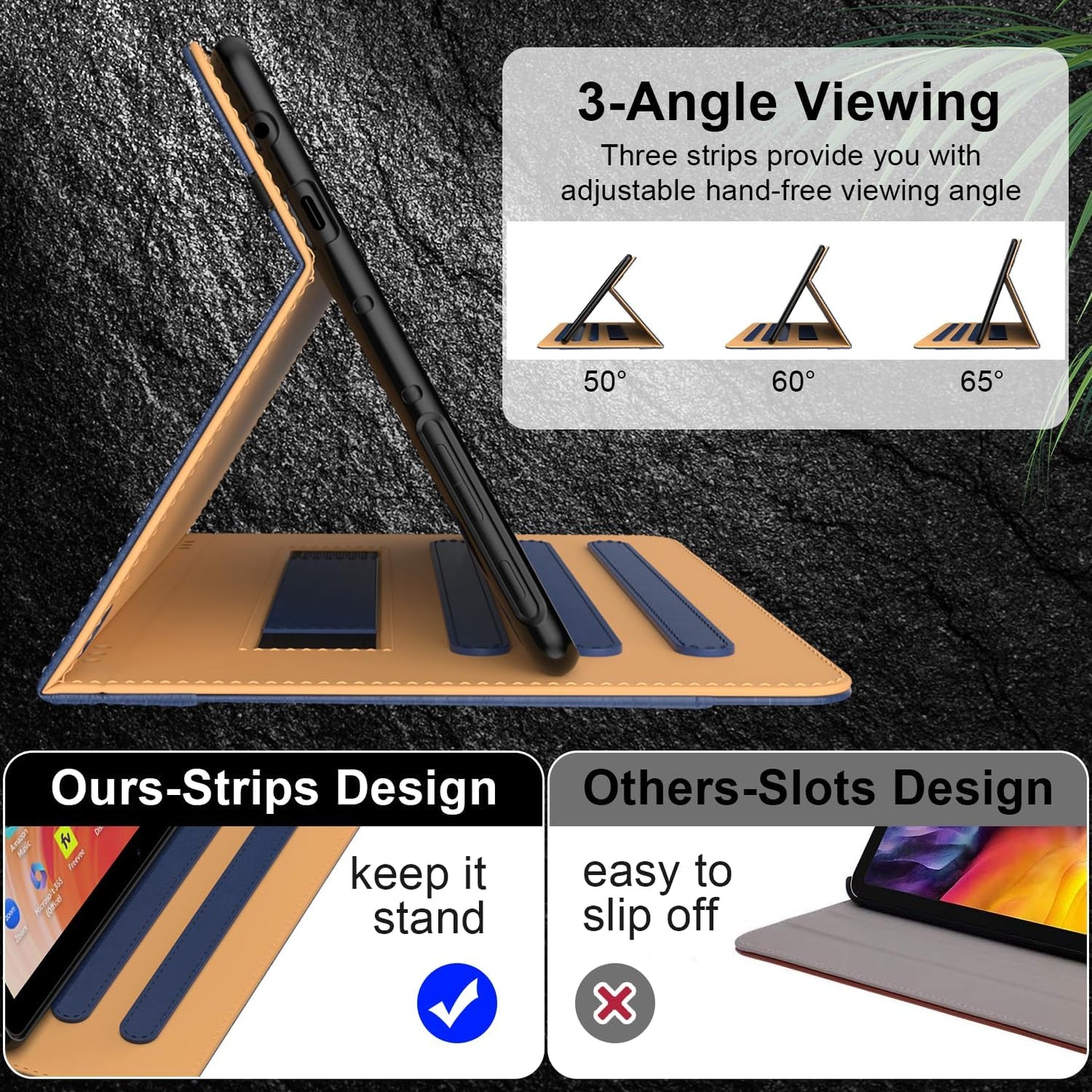 for 10 Tablet Case (13th/11th Generation 2023/2021 Released), PU Leather Folio Cover with Multi-Angle Stand/Pen Holder, Auto Wake/Sleep for 10/10 Plus, Black