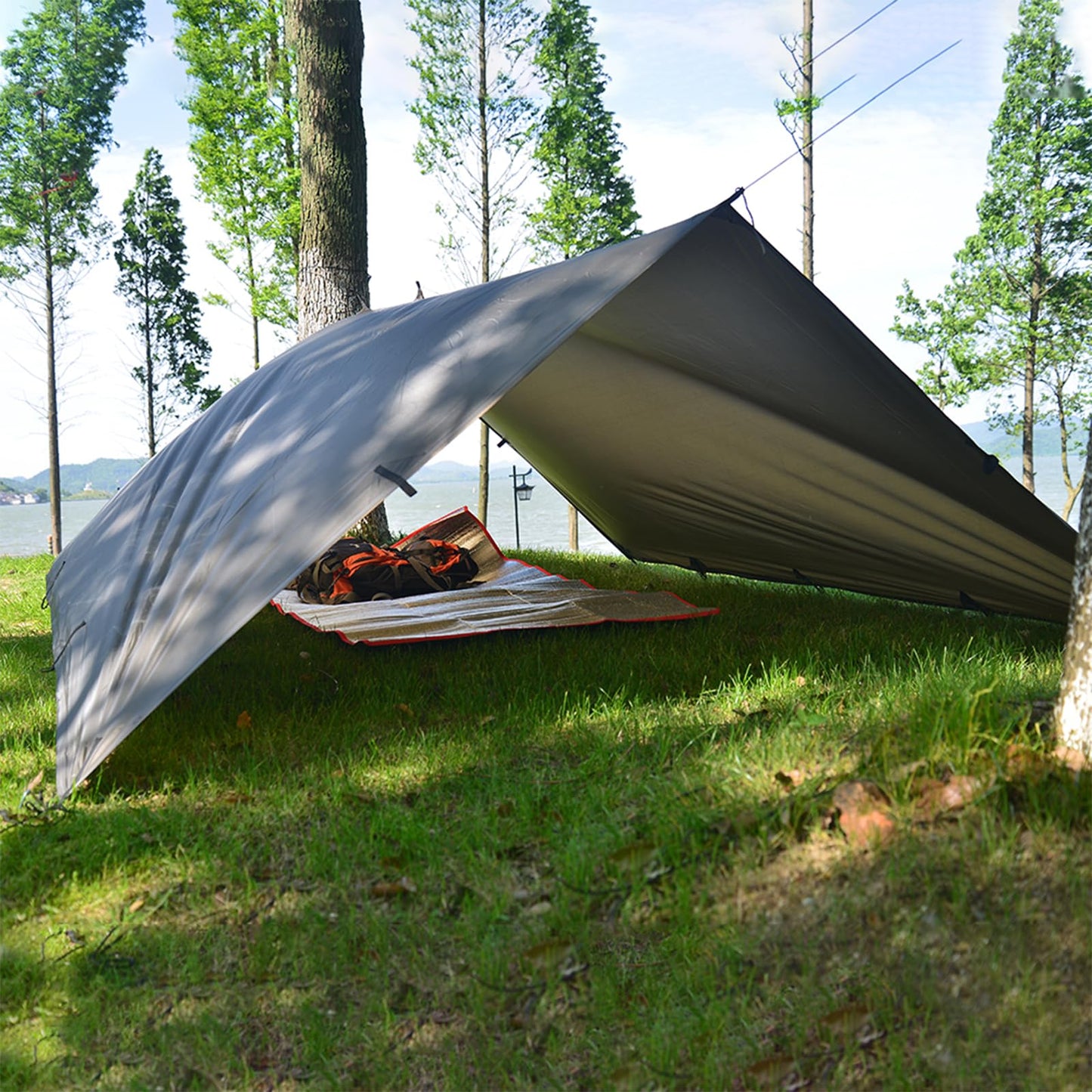 KALINCO 10X10FT Tent Tarp, Picnic Mat Camping Tarp Tent Hammock Tarp, pu Waterproof Camping tarp Tent Rain Fly Picnic Mat Survival Shelter Sunshade