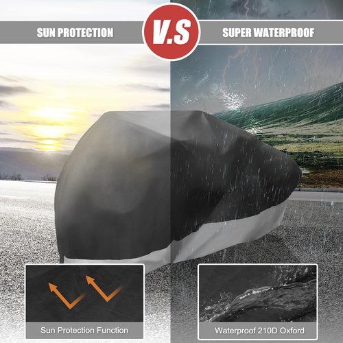 uxcell 2 Seater Bike Cover Tandem Bicycle Cover Waterproof Extra Long Trailer Bike Cover Outdoor Sun Rain Protector for 2-Seat City Bike Electric Bike Silver Tone Black