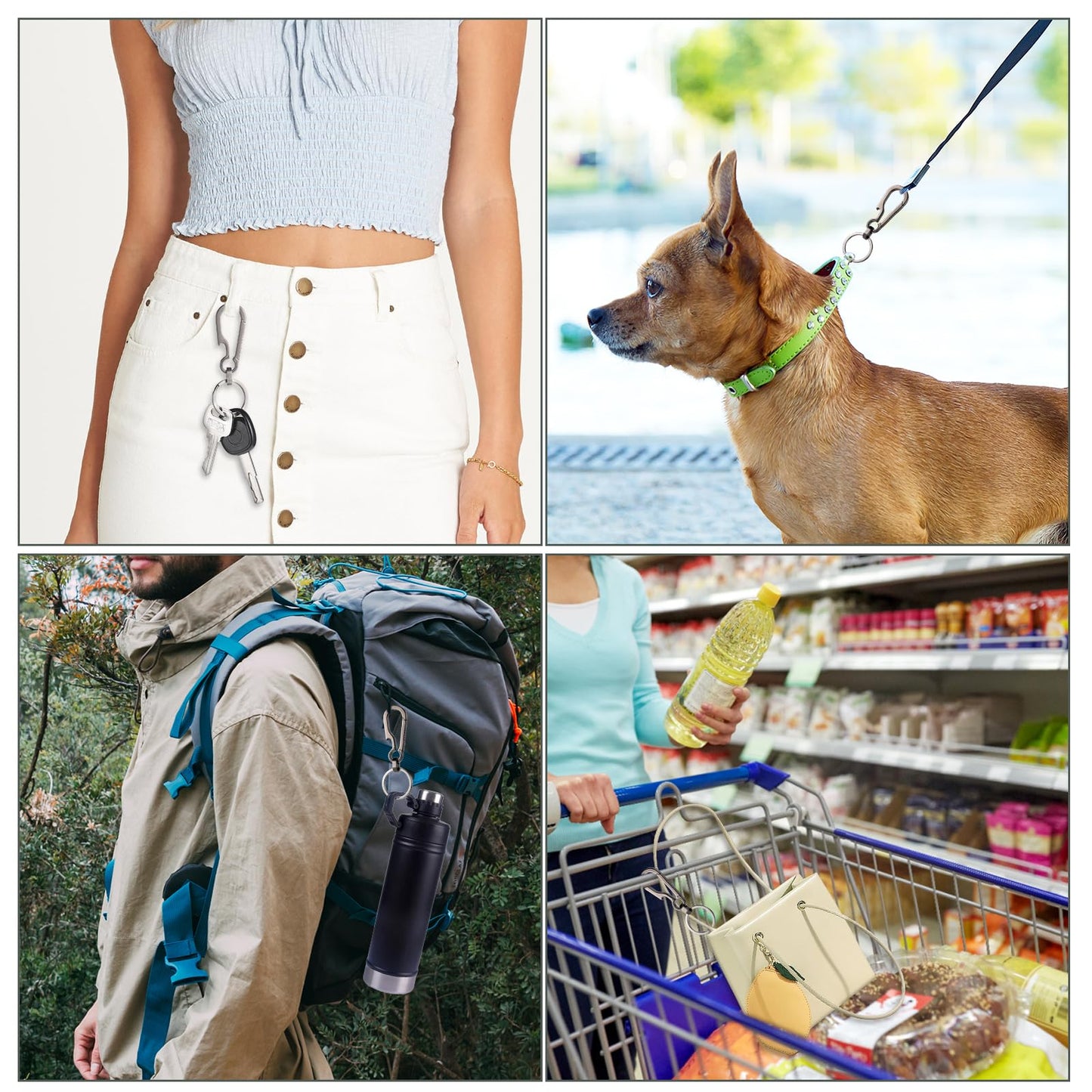 Gjinxi Titanium Carabin Clip Hook Small Heavy Duty Keychain Grips Multifunctional Backpack Clasps Carabin Anti Lost Quick Release Key Chain Organizer Accessory (1Pc)