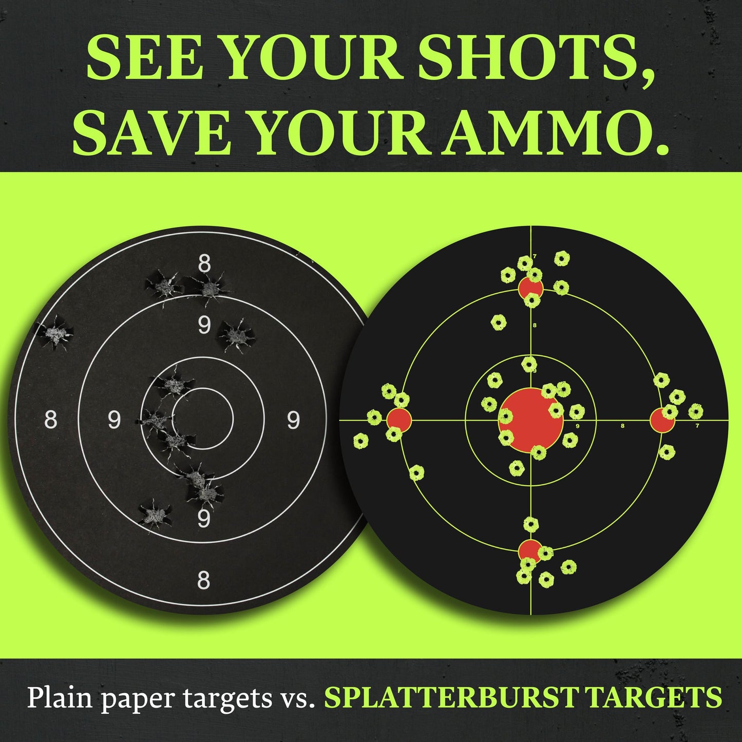Splatterburst Targets - 12 inch Adhesive Stick & Splatter Reactive Shooting Targets - Rifle, Pistol, Airsoft, BB Gun, Pellet Gun, Air Rifle (10 Pack)