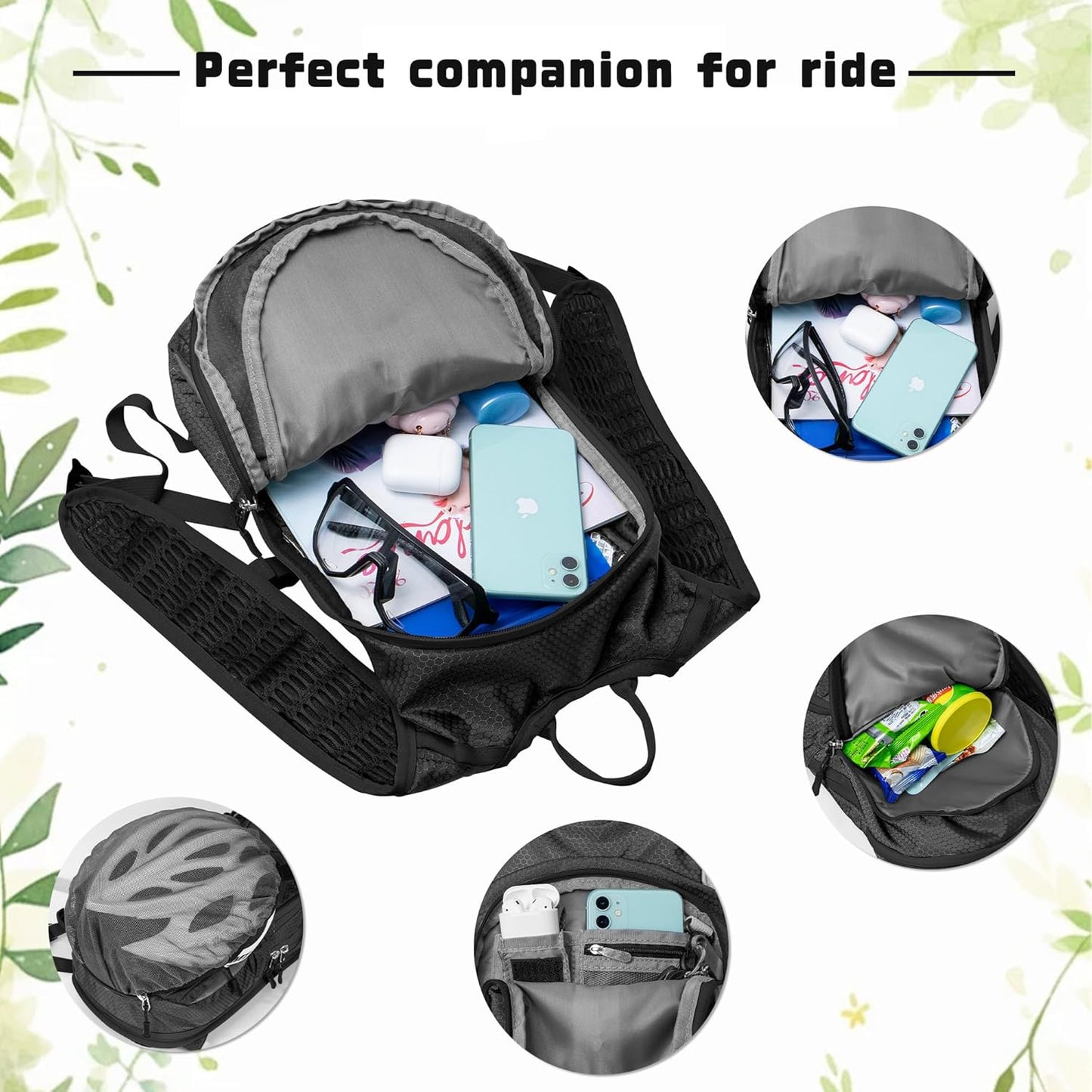 ONTYZZ Bicycle Backpack 12L Unisex Nylon Waterproof Bicycle Shoulder Rucksack Travel Backpack