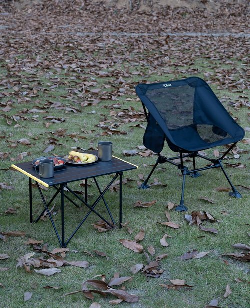 iClimb 2 Adjustable High Back Anti-Sinking Chair and 1 Folding Table Bundle, Ultralight Compact for Adults Outdoor Camping Backpacking Hiking Beach Concert