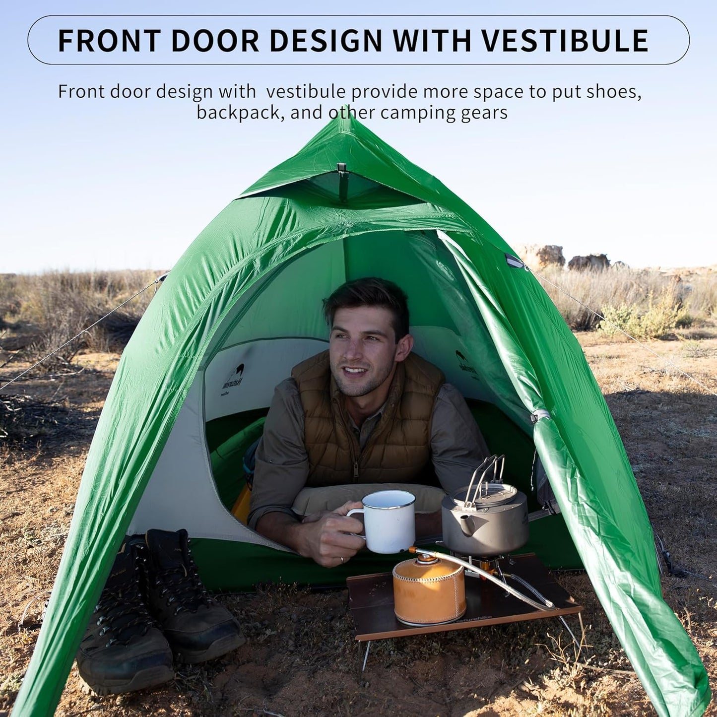 Naturehike Cloud-Up 1 Person Tent, Lightweight Backpacking Tents for One Man, Waterproof Ultralight One Person Tent for Camping Hiking Backpacking