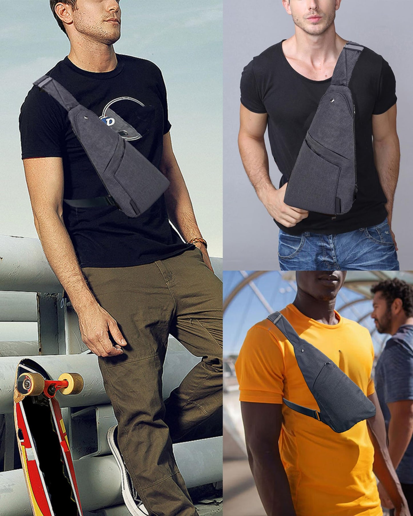 Wytidian Crossbody Sling Backpack Sling Bag Lightweight Personal Pocket Chest Bag for Travel Hiking Camping (Dark Grey)