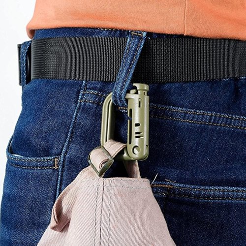 HOUSON 12 Pack Tactical Multipurpose Carabiner Clip, Tactical Small D-Ring Shape Locking Hanging Hook Clips for Molle Webbing Outdoors Bag Backpack with Snap Keychain Button Fast Latch System (Black)