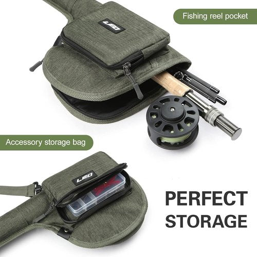 Lixada Fly Fishing Rod Case,Portable Fishing Tackle Bag,Canvas Fishing Pole Storage Bag Fly Rods Reels Durable Carry Case, ‎army Green, Canvas & Beach Tote Bag