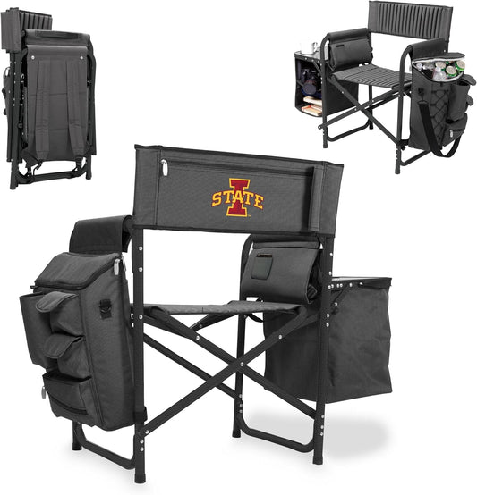 PICNIC TIME NCAA Iowa State Cyclones Fusion Camping Chair with Side Table and Soft Cooler - Beach Chair for Adults - Lawn Chair