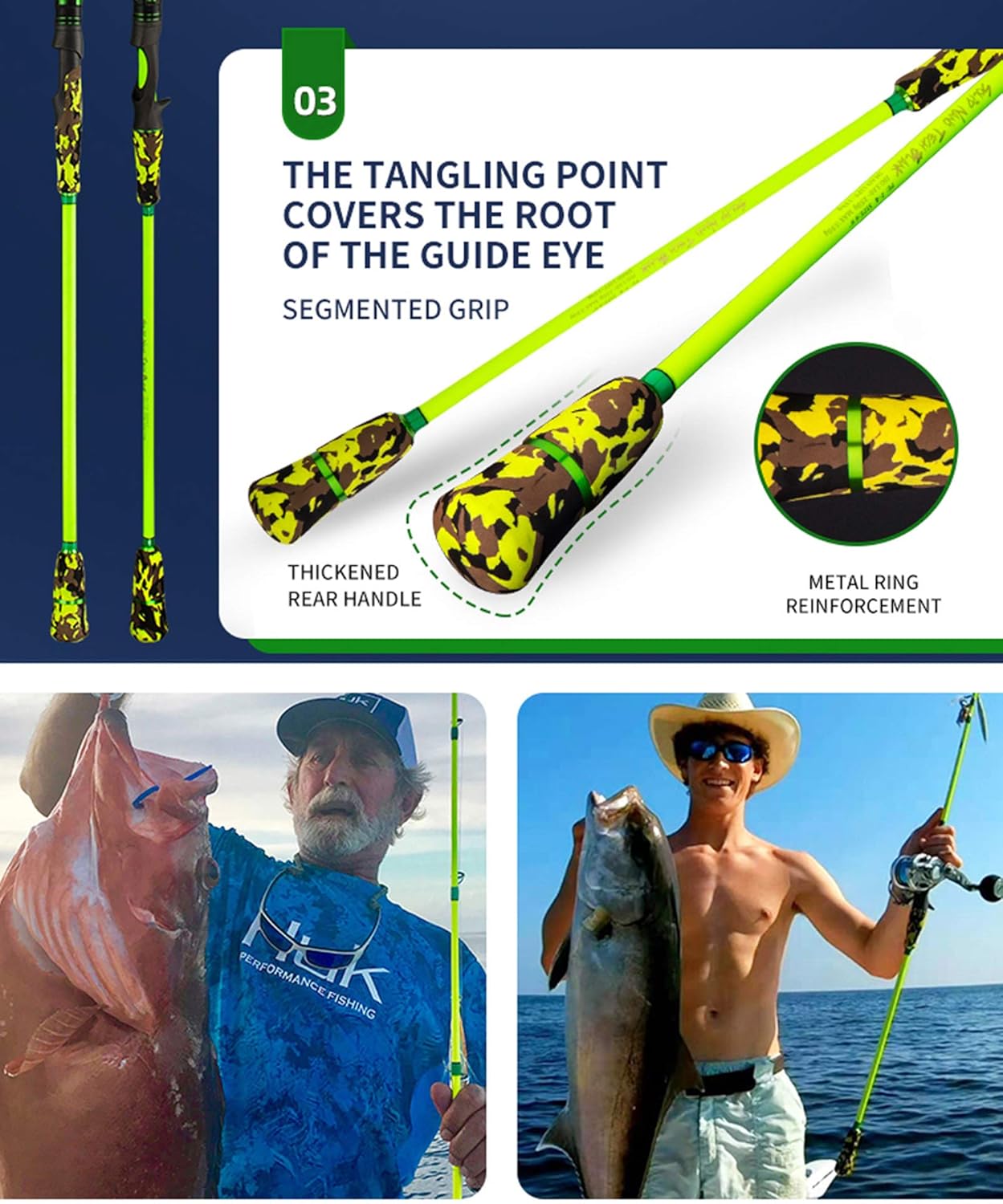 GOOFISH® Green 6'6"(195cm) Solid Nano Tech Blank Saltwater Slow Pitch Jigging Rod PE2-4 Jig 120-350g