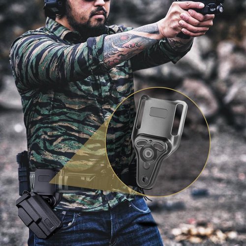 WARRIORLAND Mid-Ride Cantable Universal 2" Belt Loop (CUBL), Attachment for Duty Holster Belt, Adapter Fits 3-Hole Pattern Holsters- Black
