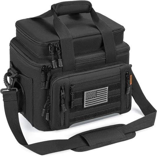 FREEAMG Fishing Tackle Bags - Saltwater & Freshwater Fishing Bag - Padded Shoulder Strap Fishing Bags - Gear Storage for Tackle Box (Black) (Does not come with box)