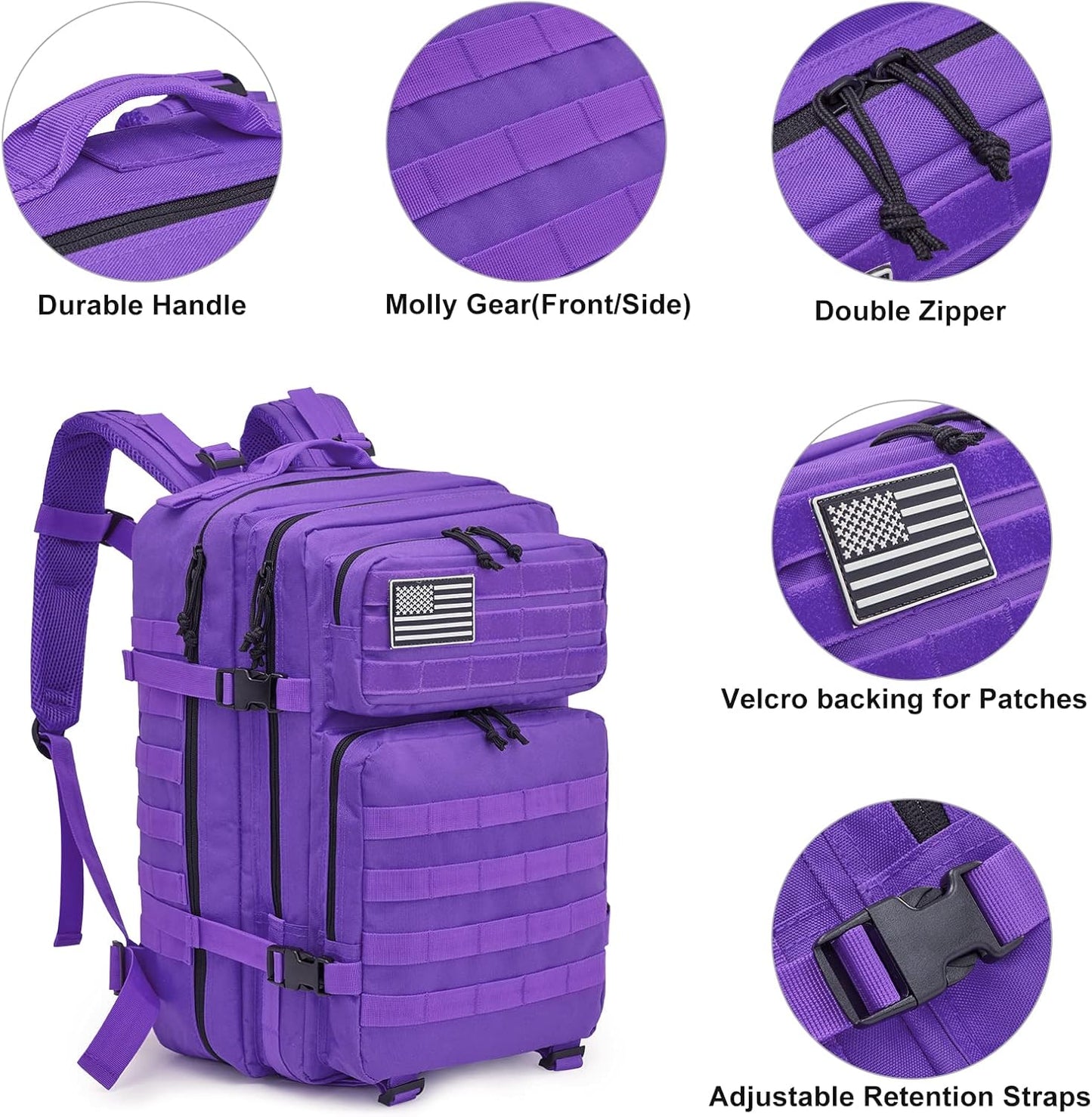 G4Free 45L Military Tactical Backpack 3 Day Assault Survival Molle Pack Bug Out Bag Travel Fishing Backpack Rucksack