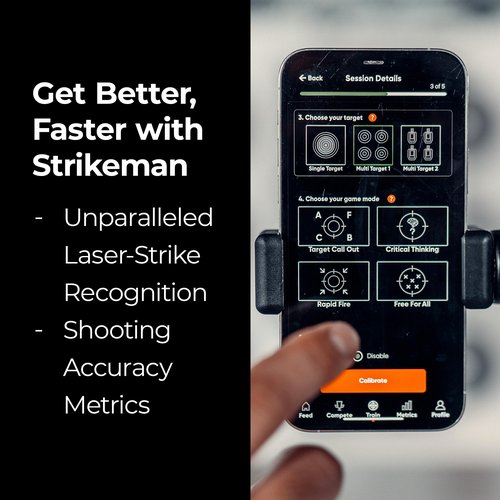 Strikeman Pro Phone Tripod & Mount - Compatible w/iPhone & Android, Collapsible & Easy to Store - Cell Phone Stand for Use w/The Strikeman Dry Fire Laser Training System - 4 Feet Max Height