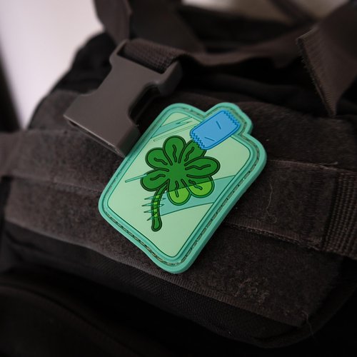 Lucky Seven Leaf Clover PVC Morale Patch | Hook & Loop Backing