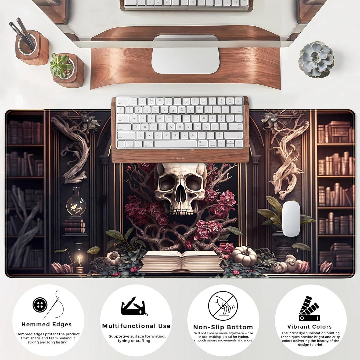 Japanese Desk Mat Riverside Full Moon Desk Pad Black Red Large Mouse Pad Gaming Mousepad Extended XXL Keyboard Pad 31.5 x 15.7 in Laptop Computer Mouse Keyboard Mat for Office Desk Decor